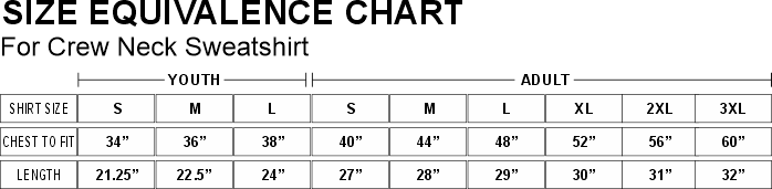 cns, hoodie, zip hoodie size chart