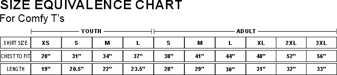 comfy t size chart