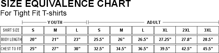 comfy t size chart