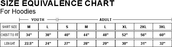 hoodie size chart