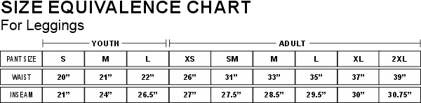 Leggings size chart