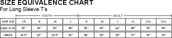 Long Sleeve T Size Chart